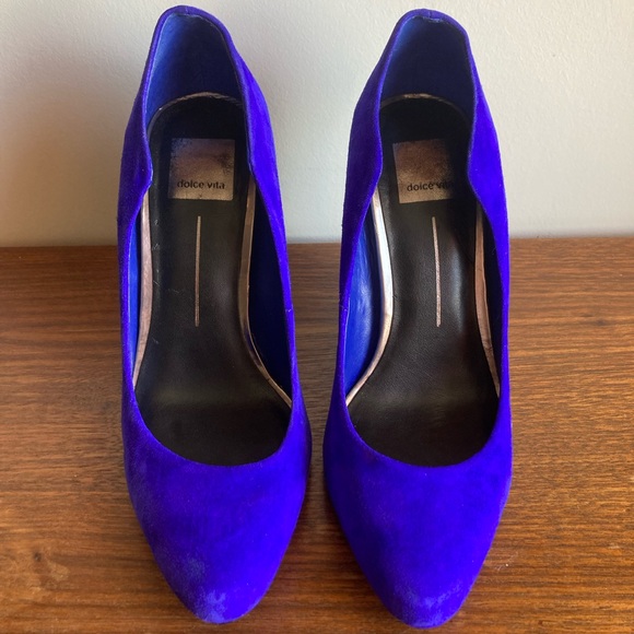 Dolce Vita - Blue Suede pumps with block heel, size 8.5 - Picture 6 of 7